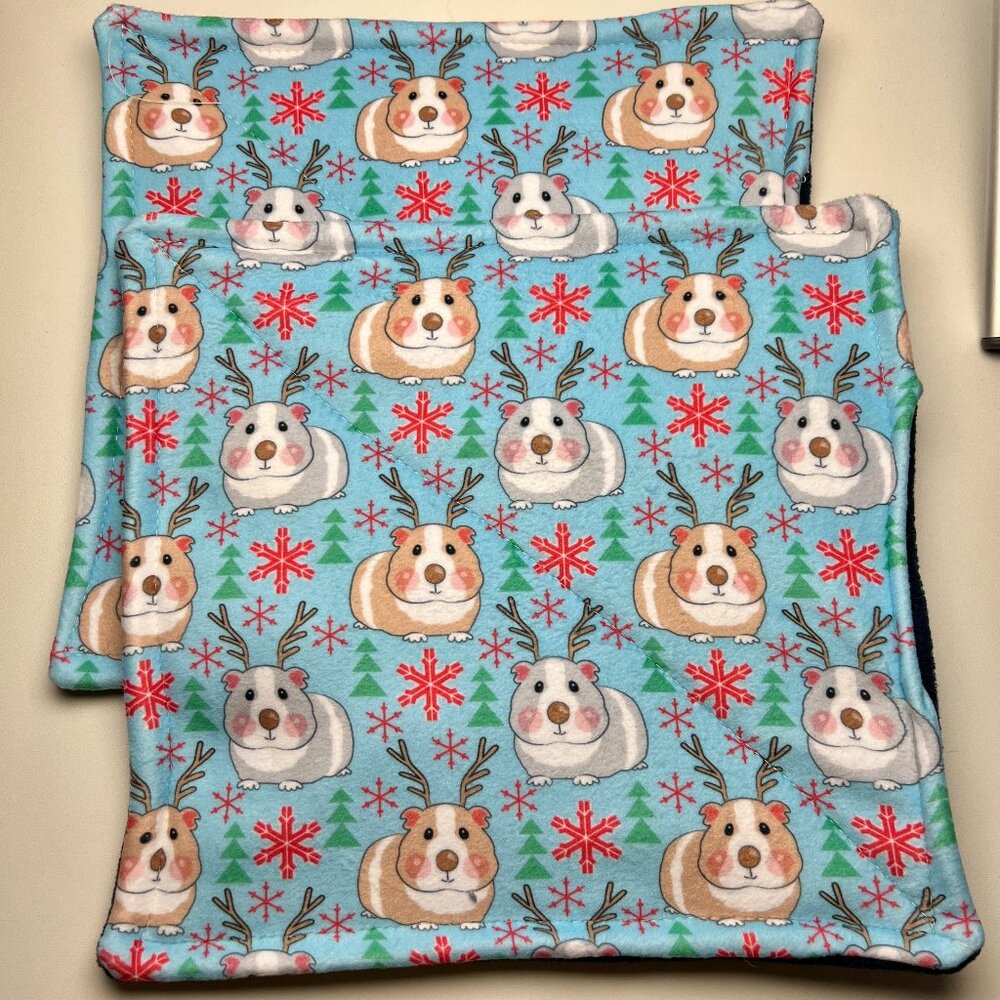 2 Guinea Pig Piddle Pee Pads Fleece 11" Square Reversible Washable Reusable New